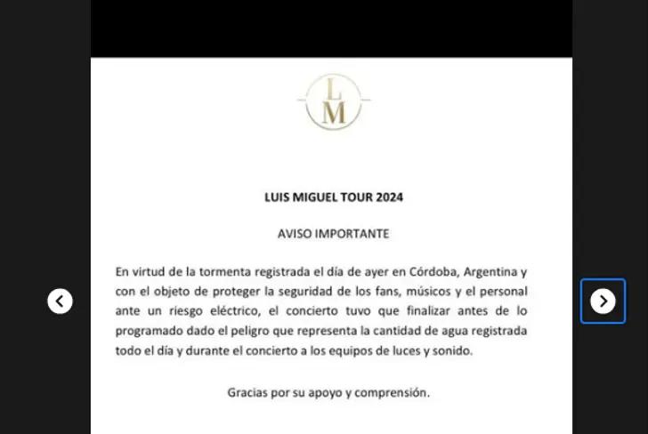 Así salió Luis Miguel a explicar porqué canceló su concierto&nbsp;