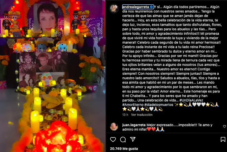 Así fue la ofrenda que compartió Andrea Legarreta&nbsp;